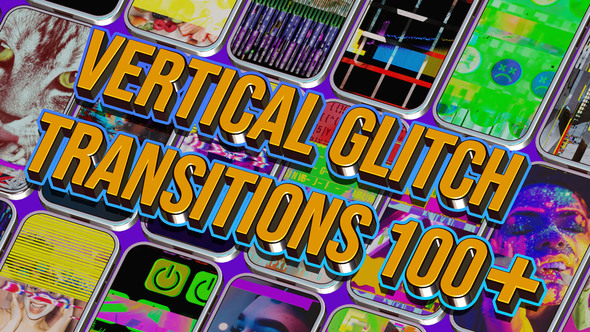 110 Vertical Glitch Transition Pack | MOGRT