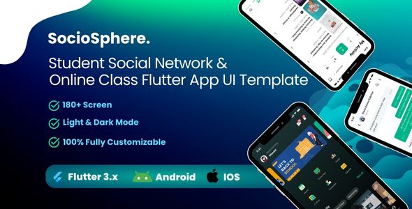 SocioSphere - Student Social Network & Online Class Flutter App UI Template (Figma Included)