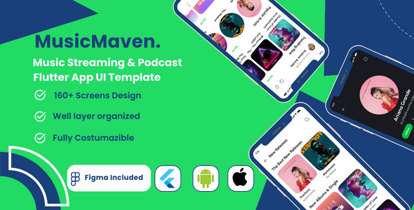 MusicMaven - Music Streaming & Podcast Flutter App UI Template