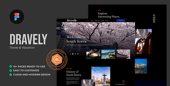 Dravely – Travel & Vacation Figma Template – 0 Sold!