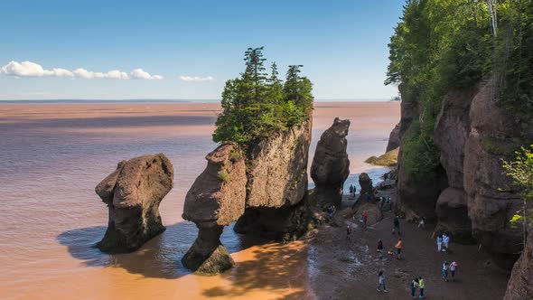 Hopewell Rocks - a natural formation of rocks due to high tide corrosion