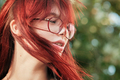 Beautiful red-haired teenage girl with hair flying in the wind. - PhotoDune Item for Sale