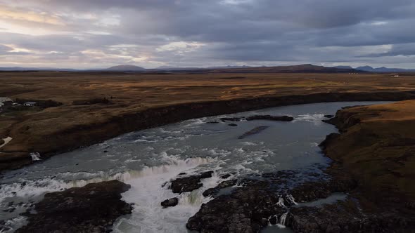 Urridafoss Waterfall at Sunset Iceland