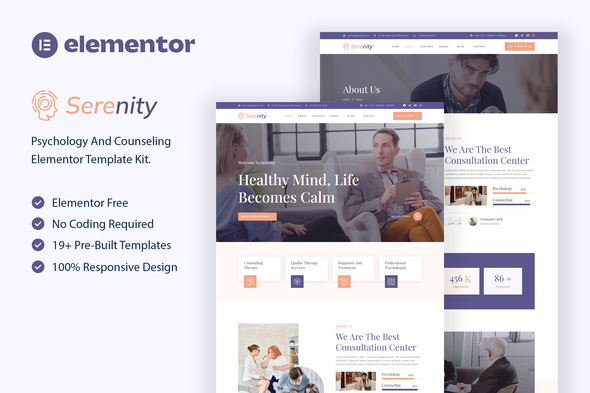Serenity - Psychology & Counseling Elementor Template Kit