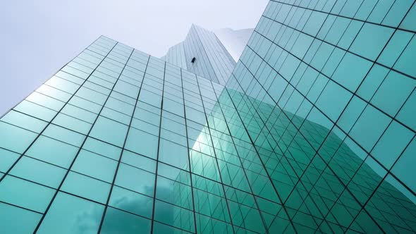 Time Lapse of Modern Highrise Office Building Looking Up From Ground