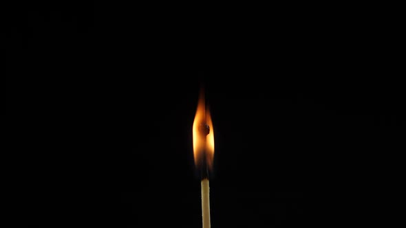 Smoke from Match lighting and burning till the end and finally disappears from the flame on black ba