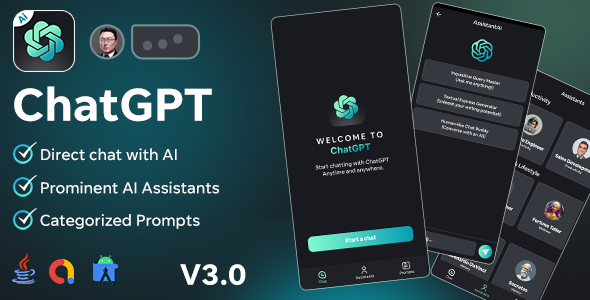 AssistantAi (v3 - 15 Sep) - ChatGPT App - Android Java App + AdMob Ads