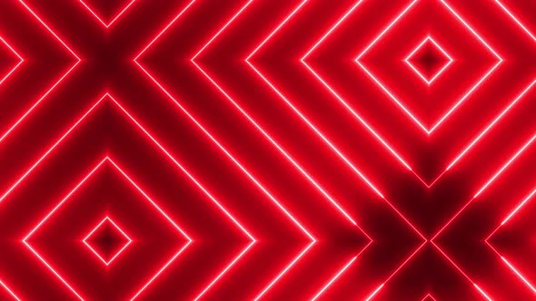 Red color Neon light geometric glowing line animation. Vd 711