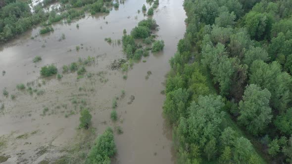 River water shifted from riverbed 4K drone video