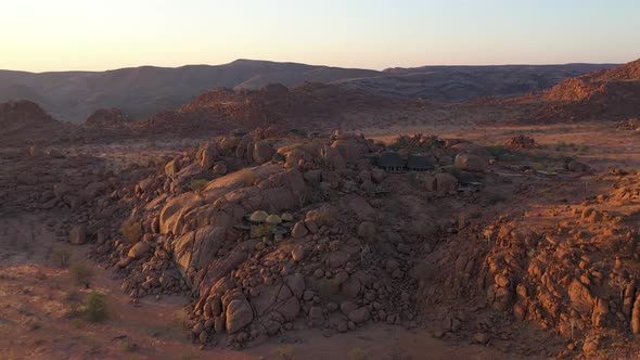 Aerial view of a desert land in Damaraland, Namibia.