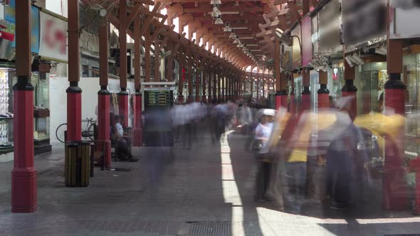 At Entrance of the Dubai Gold Souq in Dubai Timelapse