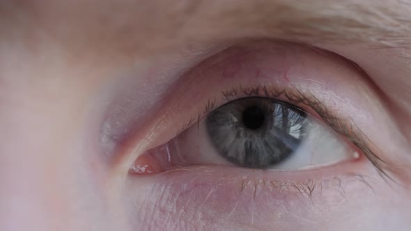 Man Opening and Closing His Eye Looking at Camera  Extreme Close Up Macro