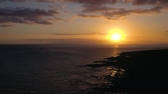 View From the Height of the Lighthouse Faro De Rasca, Nature Reserve and Dark Clouds at Sunset on