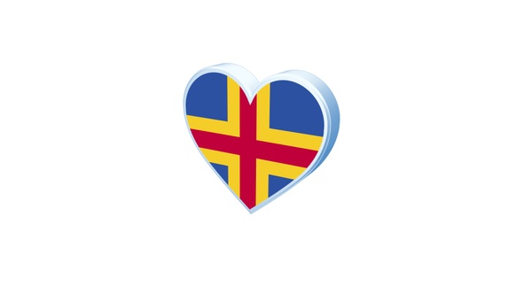 Aland Flag Heart Shape