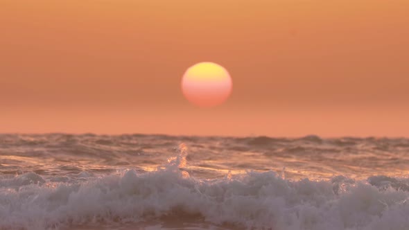 Big Sun Shine Above Sea Ocean During Calm Sunset