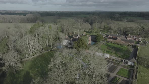 Baddesley Clinton Stately Home Aerial Winter Landscape Warwickshire Building England History