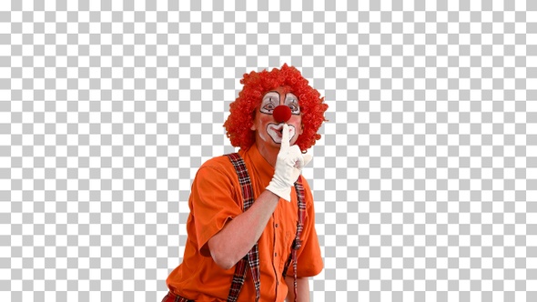 Actor dressed as a clown looking for a, Alpha Channel