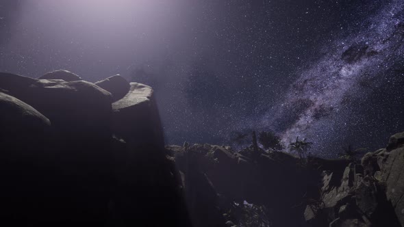 Milky Way Galaxy Over Sandstone Canyon Walls alt