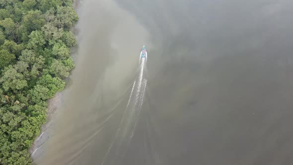 Aerial fishing boat sail 