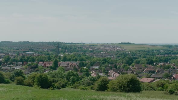 Grantham Town Lincolnshire UK East Midlands crop fields view in the distance of the town Summer day