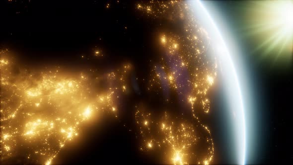 Sunrise Over The Earth. View Of Planet Earth From Space alt