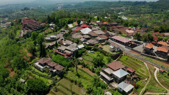 Flying Over Farms In The Countryside Of Bali