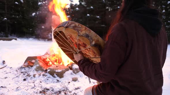 Mystical Native Warrior Ritual By Fire