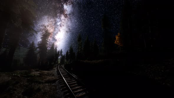 The Milky Way Above the Railway and Forest alt