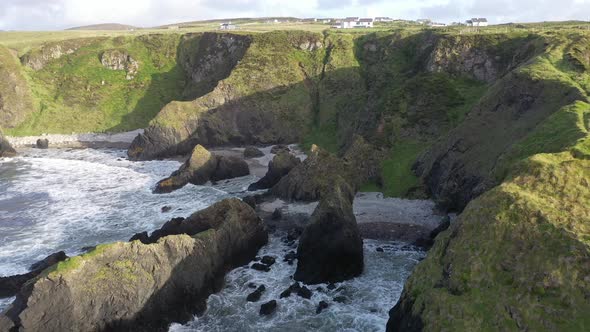 Aerial View of the Beautiful Coast at Maling Well, Inishowen - County Donegal, Ireland