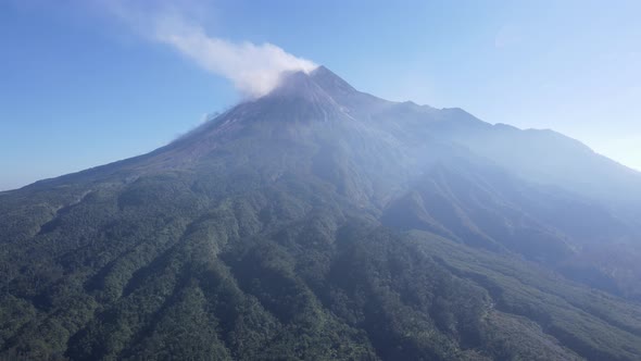 Scenic Aerial View of Mount Merapi in the Morning in Yogyakarta