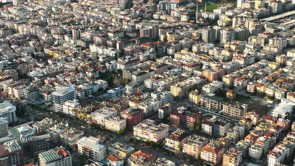 Colorful city Aerial View 4 K Alanya Turkey