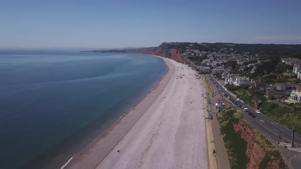 The town of Budleigh Salterton, beach and sea. Jurassic Coast, East Devon Area of Outstanding Natura