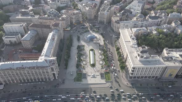 Kyiv. Ukraine: Independence Square, Maidan. Aerial View, Flat, Gray