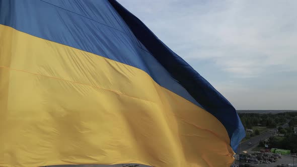 Flag of Ukraine in the Wind. Kyiv