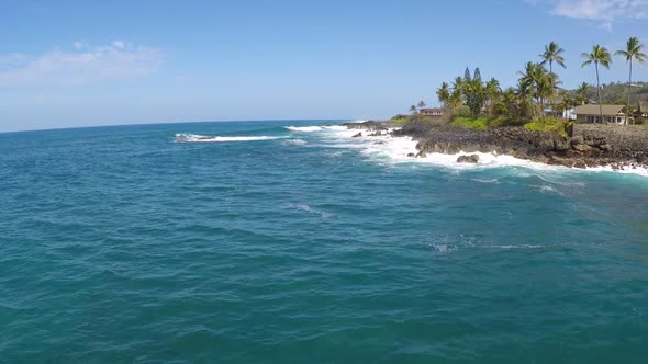 Aerial view of scenic ocean and landscape in Hawaii