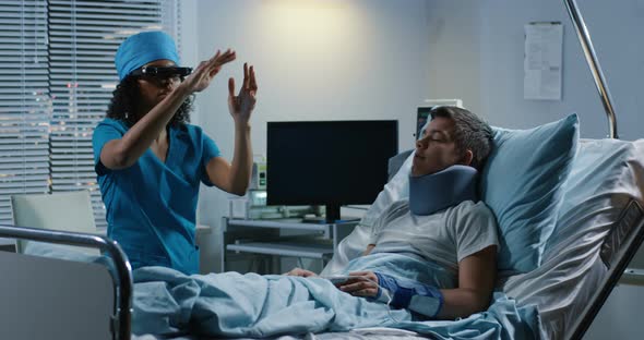 Doctor Using VR Headset During Discussing Diagnosis