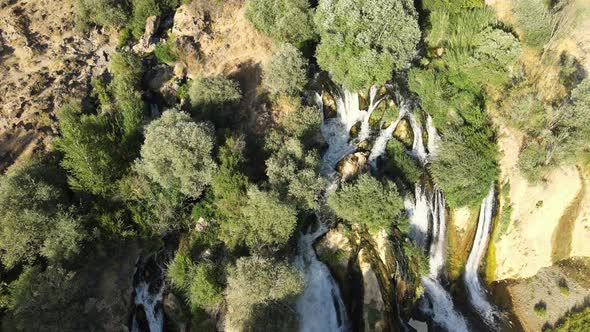 aerial Muradiye Waterfall