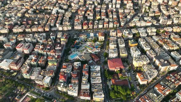 Colorful city Aerial View 4 K Alanya Turkey