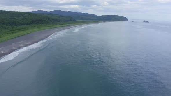 Khalaktyrsky Beach with Black Sand on Kamchatka Peninsula Russia Pacific Ocean