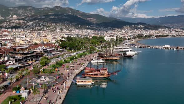 Yacht on the Port of the Mediterranean Sea Turkey Alanya