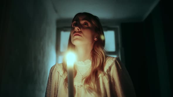 Vintage Woman in an old Horror House