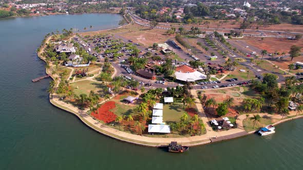 Paranoa Lake at downtown Brasilia Federal District Brazil. Famous island.