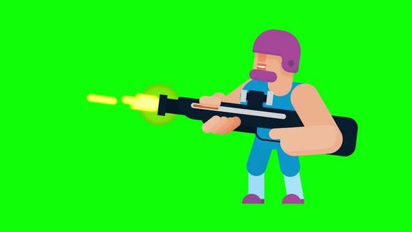 Animation of shooting game character.