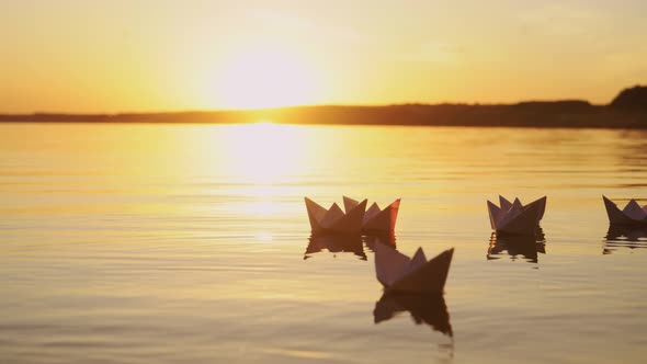 Paper Ships in Water