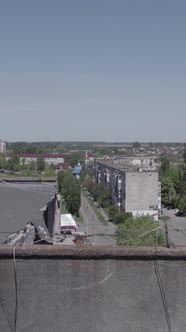 Vertical Video of a Destroyed House During the War in Ukraine