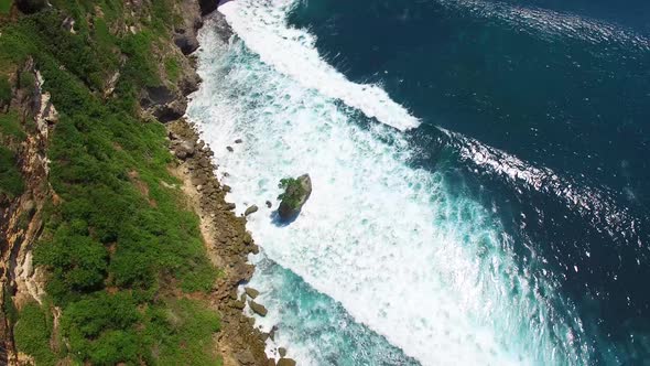 Aerial View of Uluwatu Temple (Pura Luhur Uluwatu) Pecatu, Kuta South, Badung, Bali, Indonesia