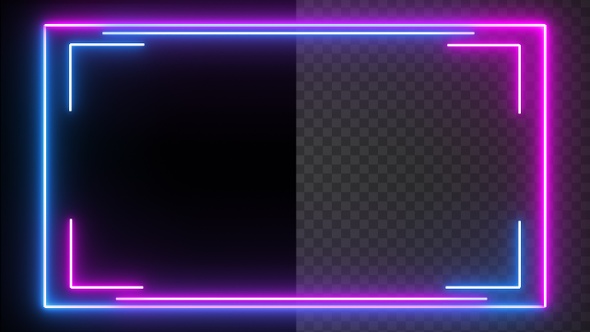 Blue Pink Neon Rectangle Border Stylish Frame Loop V10