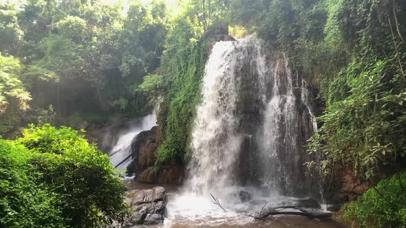 Jungle mist rises from ethereal idyllic Horseshoe Falls South Africa