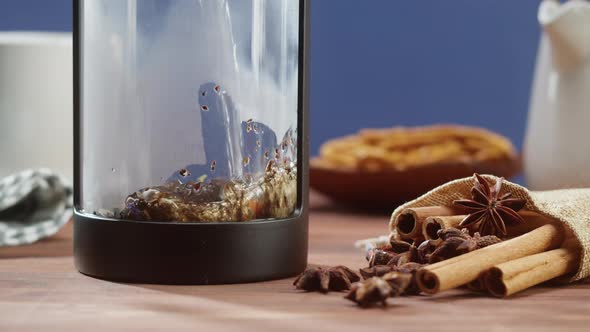 Brewing Black Tea in a Teapot Closeup