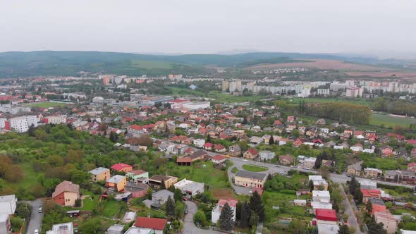 Aerial Drone View of the City of Presov, Slovakia Landscape View of the Countryside in Europe